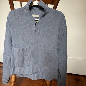 Everlane Ribbed Funnel-Neck Sweater - Dusty Blue